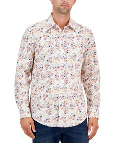 Мужская рубашка с цветочным принтом Isaac Club Room, белый
