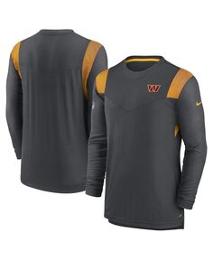 Мужская темно-серая футболка с длинным рукавом и логотипом Washington Commanders Sideline Performance Player Nike, серый