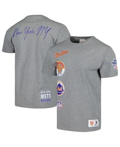 Мужская футболка Heather Grey New York Mets Cooperstown Collection City Collection Mitchell &amp; Ness, серый