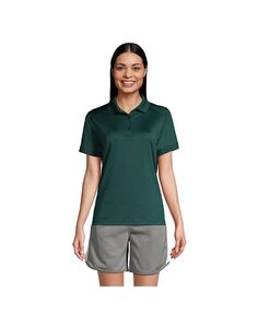 Женская школьная форма с короткими рукавами, рубашка поло Rapid Dry Lands&apos; End, зеленый