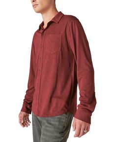 Мужская трикотажная рубашка с длинным рукавом и пуговицами спереди Lucky Brand, красный