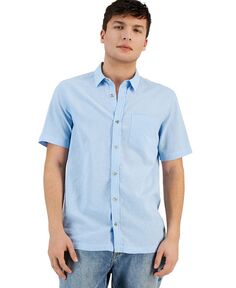 Мужская льняная рубашка Blake из шамбре с короткими рукавами и пуговицами спереди Sun + Stone, цвет Skysail Blue