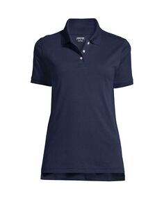 Женская школьная форма, высокая рубашка-поло с короткими рукавами и интерлоком Lands&apos; End, синий