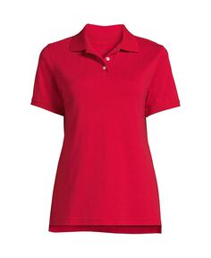 Женская школьная форма, высокая рубашка-поло с короткими рукавами и интерлоком Lands&apos; End, красный