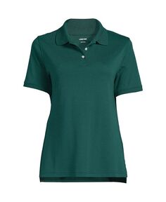 Женская школьная форма, высокая рубашка-поло с короткими рукавами и интерлоком Lands&apos; End, зеленый