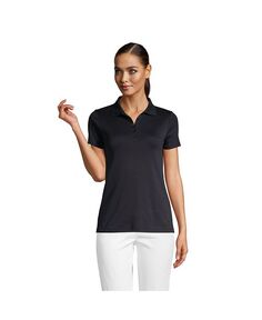 Женская рубашка-поло из хлопка с короткими рукавами Supima для высоких женщин Lands&apos; End, черный