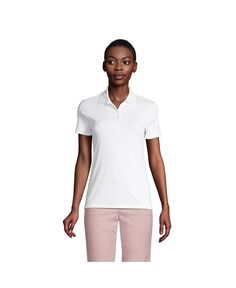 Женская рубашка-поло из хлопка с короткими рукавами Supima для высоких женщин Lands&apos; End, белый