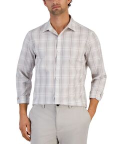 Мужская рубашка на пуговицах с длинными рукавами и клетчатым принтом Alfani, тан/бежевый