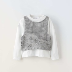 Комплект лонгслив с жилетом Zara Knit, 2 предмета, серый