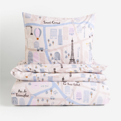 Комплект односпального постельного белья H&amp;M Home Patterned Map of Paris, белый