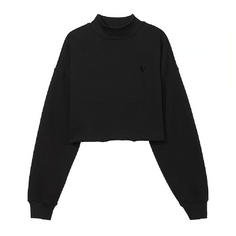 Пуловер Victoria&apos;s Secret Cotton Fleece Cropped Mock Neck, черный