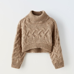 Свитер Zara Cable-knit, коричневый