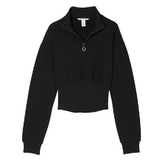Свитшот Victoria&apos;s Secret Cotton Fleece Corset Half-Zip Mock Neck, черный