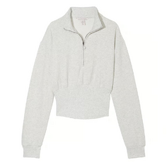 Свитшот Victoria&apos;s Secret Cotton Fleece Corset Half-Zip Mock Neck, светло-серый