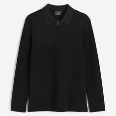 Футболка-поло H&amp;M Slim Fit Half-zip Scuba, черный H&M