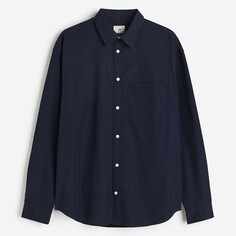 Рубашка H&amp;M Loose Fit Poplin, темно-синий H&M