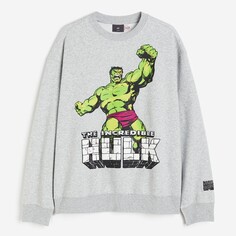 Свитшот H&amp;M Relaxed Fit The Hulk, серый H&M