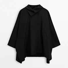 Пальто-кейп Massimo Dutti Wool Blend, черный