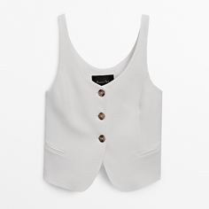 Жилет Massimo Dutti V-neck Suit Waistcoat, кремовый