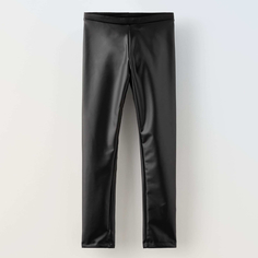 Леггинсы для девочки Zara Rubberised, черный