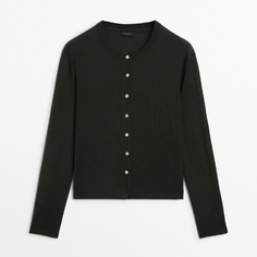 Кардиган Massimo Dutti Plain Knit Button-up, темно-зеленый