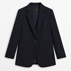 Пиджак Massimo Dutti Twill One-button, темно-синий