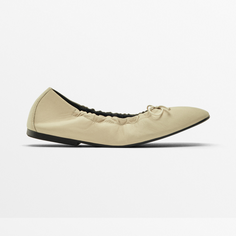 Балетки Massimo Dutti Flats With Gathered Detail, кремовый