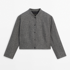 Куртка-бомбер Massimo Dutti Knickerbocker-yarn-effect, черный