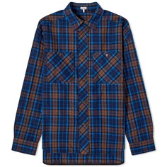 Верхняя рубашка Loewe Check, темно-синий, коричневый