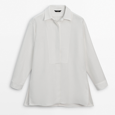 Блузка Massimo Dutti Flowing Oversize With Chest Detail, кремовый