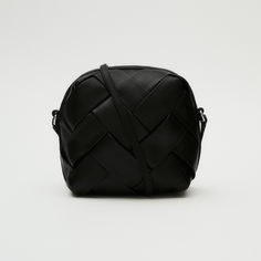 Сумка Massimo Dutti Woven Nappa Leather Crossbody Bucket, черный