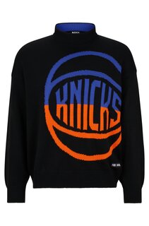 Свитер Boss &amp; NBA Relaxed-fit With Collaborative Branding And Mock Knicks NBA Knicks, черный