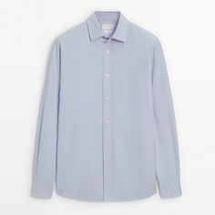 Рубашка Massimo Dutti Soft Wash Regular Fit Cotton Oxford, голубой