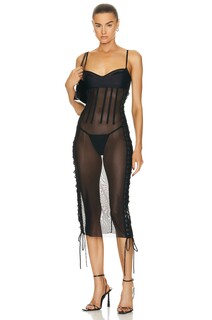 Платье Monse Mesh Slip Lacing Detail, черный