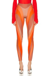 Брюки Mugler Illusion Legging, цвет Dark Blush, Light Blush, &amp; Neon Orange
