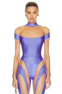 Боди Mugler Illusion Stretch, цвет Lilac &amp; Nude 01