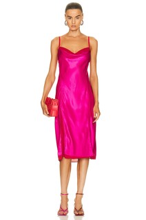 Платье миди Acne Studios Cowl Neck, цвет Fuchsia Pink
