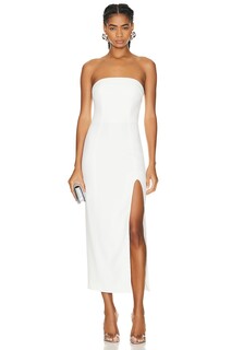 Платье миди Nicholas Adiba Strapless Round Edge, белый