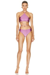Комплект бикини Adriana Degreas Solid Wrap Around, фиолетовый