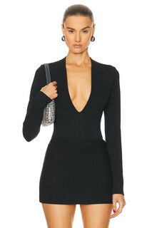 Боди Agolde Zena Deep V, черный