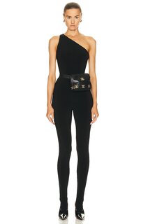 Комбинезон Norma Kamali One Shoulder Footie Catsuit, черный