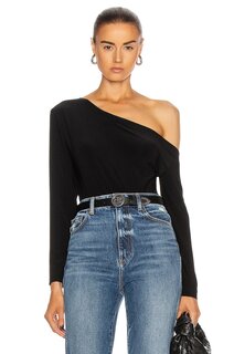 Боди Norma Kamali Long Sleeve Drop Shoulder, черный