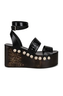 Туфли Alaïa Vienne Wooden Ankle Strap Wedges, нуар