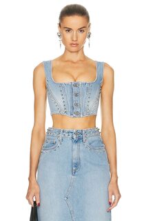 Топ Alessandra Rich Denim Corset, цвет Light Blue