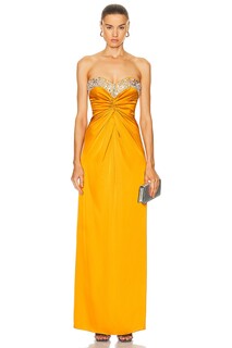 Платье Patbo Hand Beaded Strapless Gown, цвет Mustard