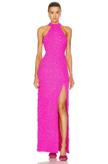 Платье макси Patbo Stretch Jacquard High Neck, цвет Neon Pink