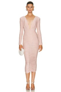 Платье Alex Perry Marin Ruched Long Sleeve, цвет Blush