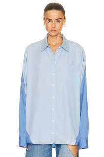 Рубашка Peter Do Combo Twisted Oversized, цвет Light Blue &amp; Medium Blue