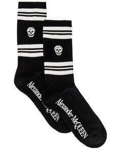 Носки Alexander Mcqueen Skull Stripe, цвет Black &amp; Ivory