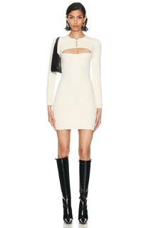 Платье мини Alexander Wang Long Sleeve Cut Out, цвет Vanilla Ice